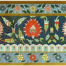 Ornament with floral design from a basin in cloisonné enamel