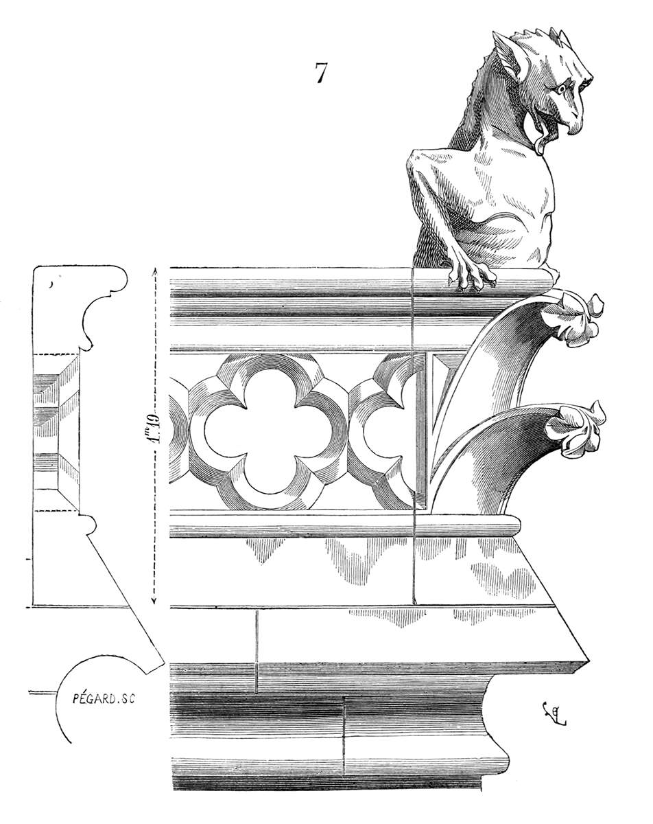 notre dame cathedral gargoyles drawing