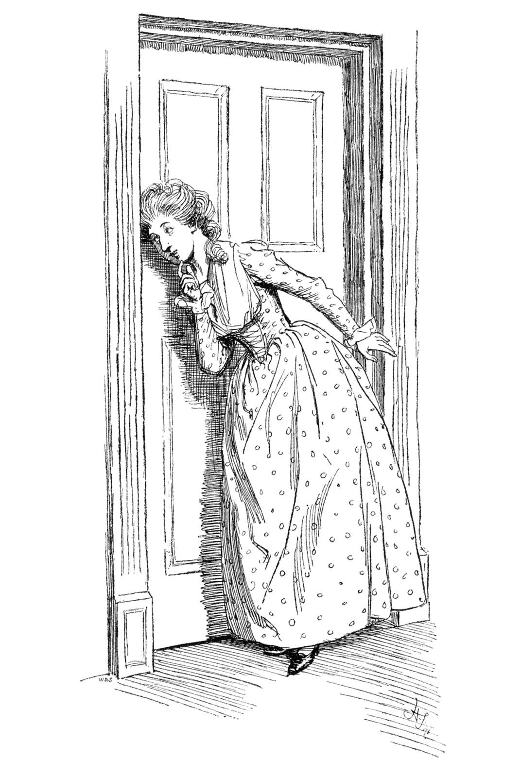 Listening At The Door Old Book Illustrations