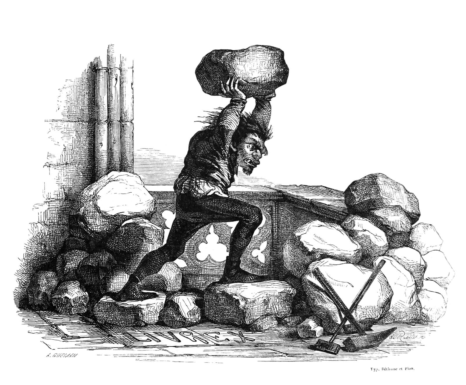 Throwing Stones Old Book Illustrations