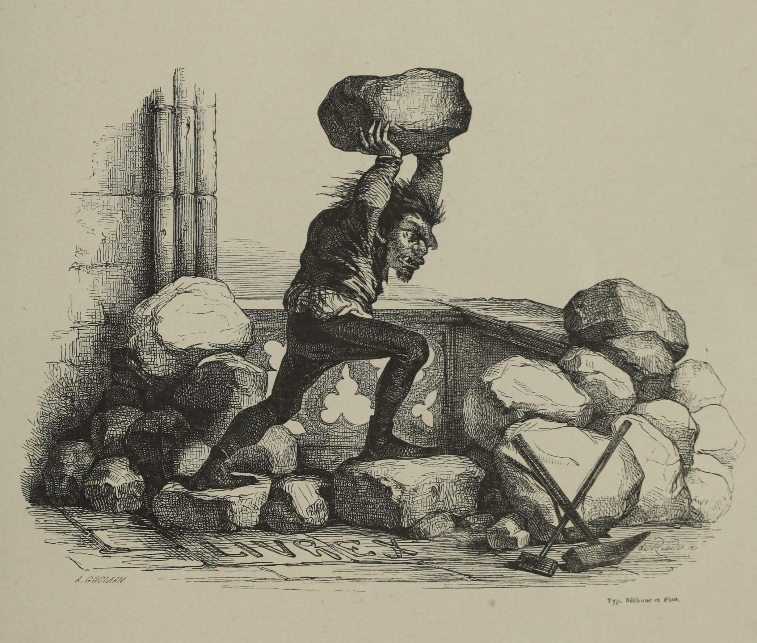 Throwing Stones Old Book Illustrations