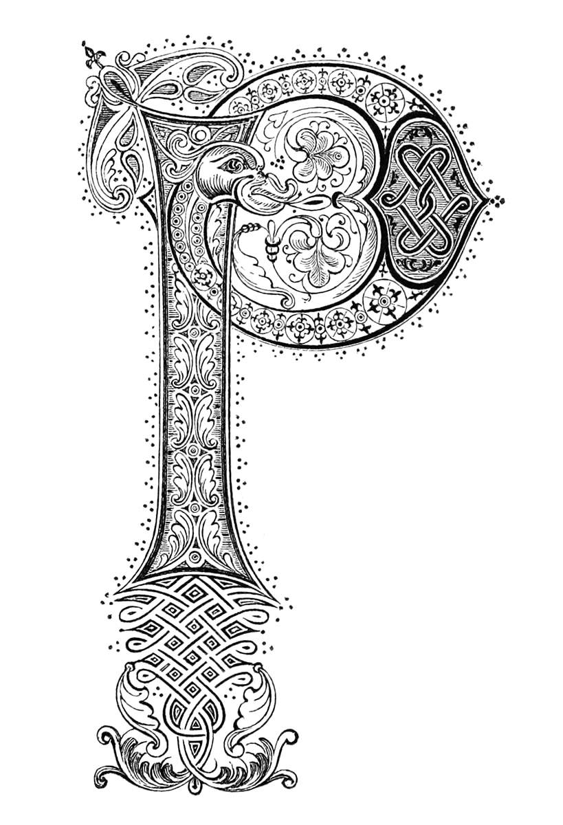 medieval p initial 1200
