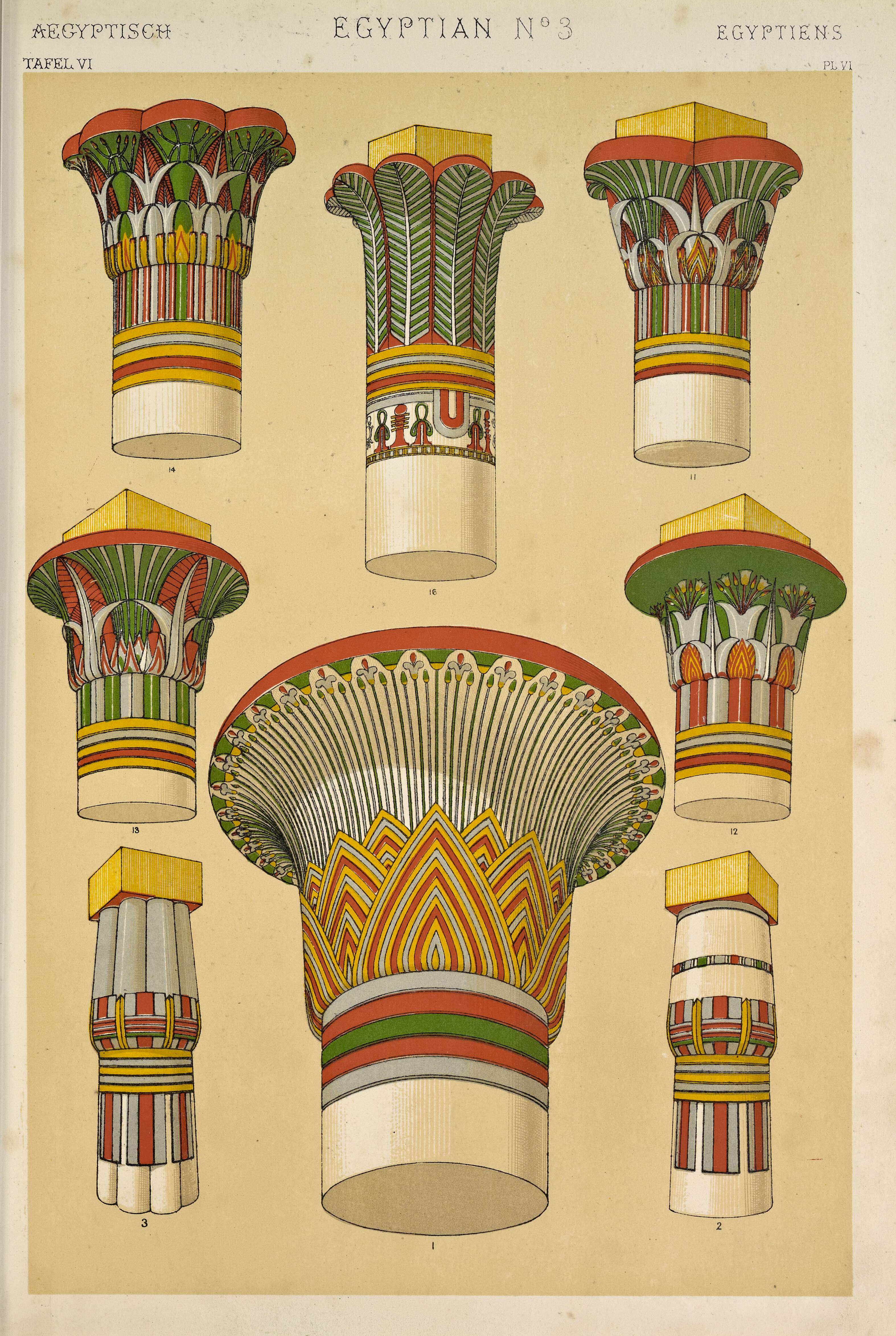 Egyptian Capitals Old Book Illustrations