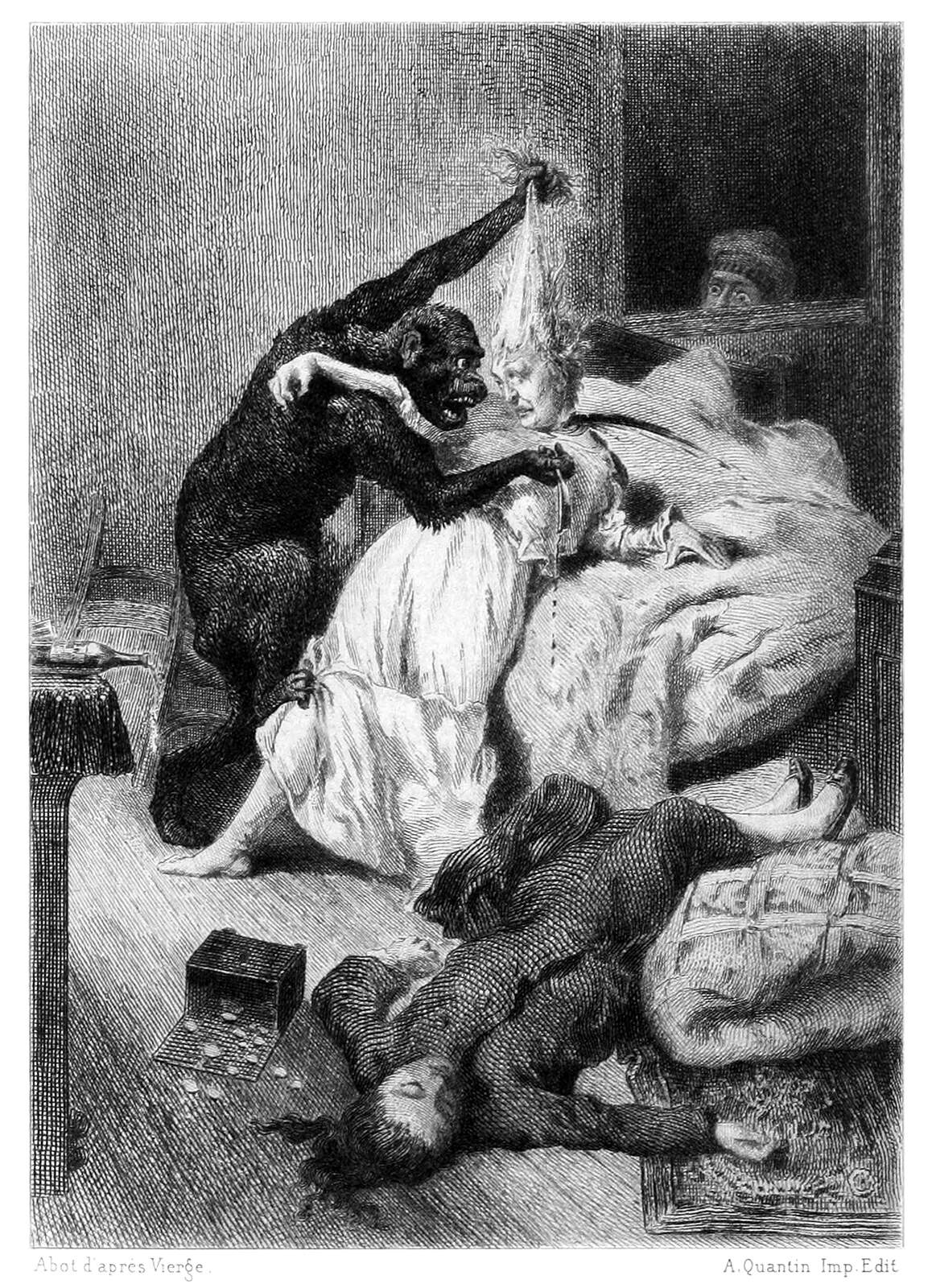 The Murders In The Rue Morgue Old Book Illustrations