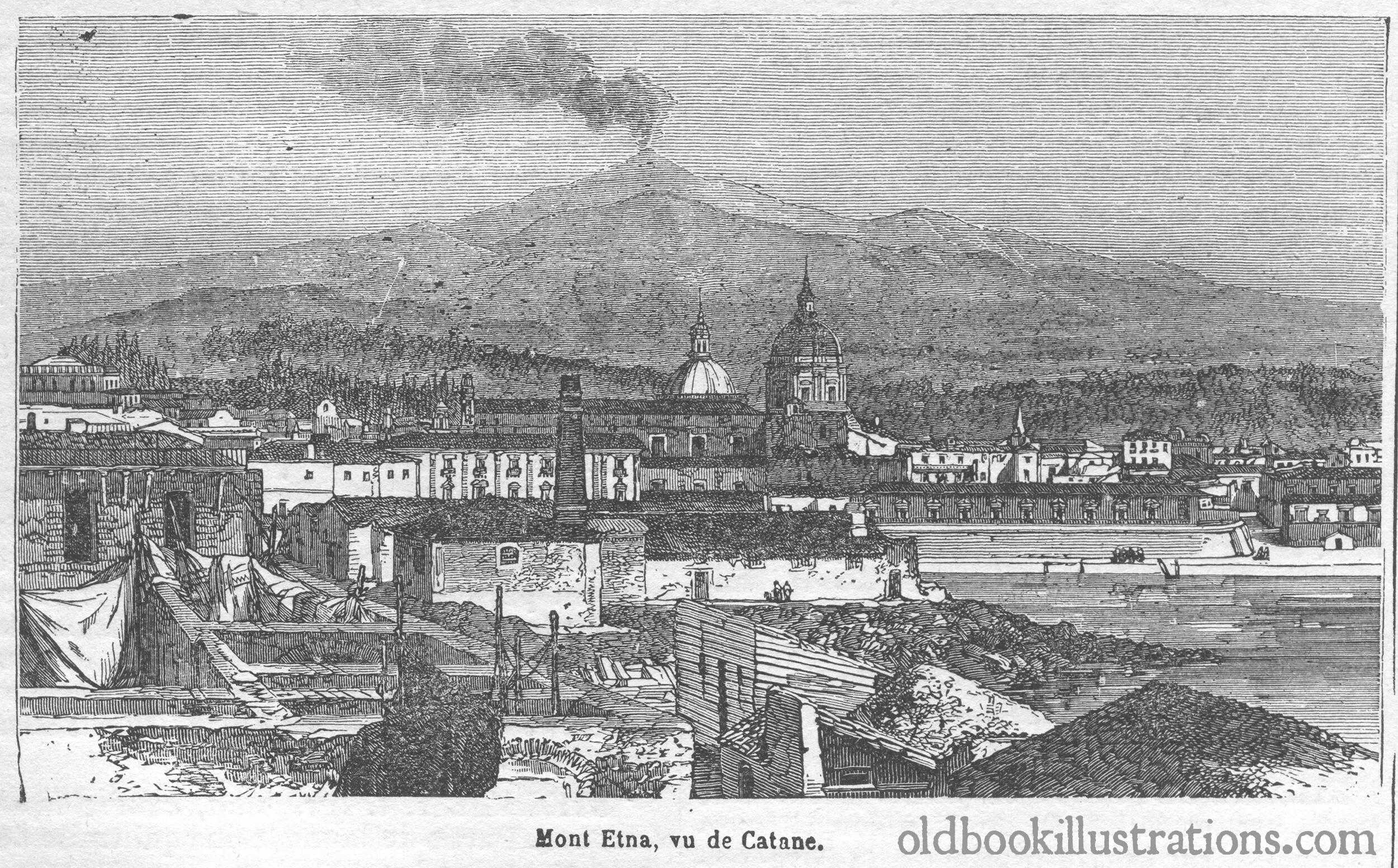 Mount Etna Old Book Illustrations