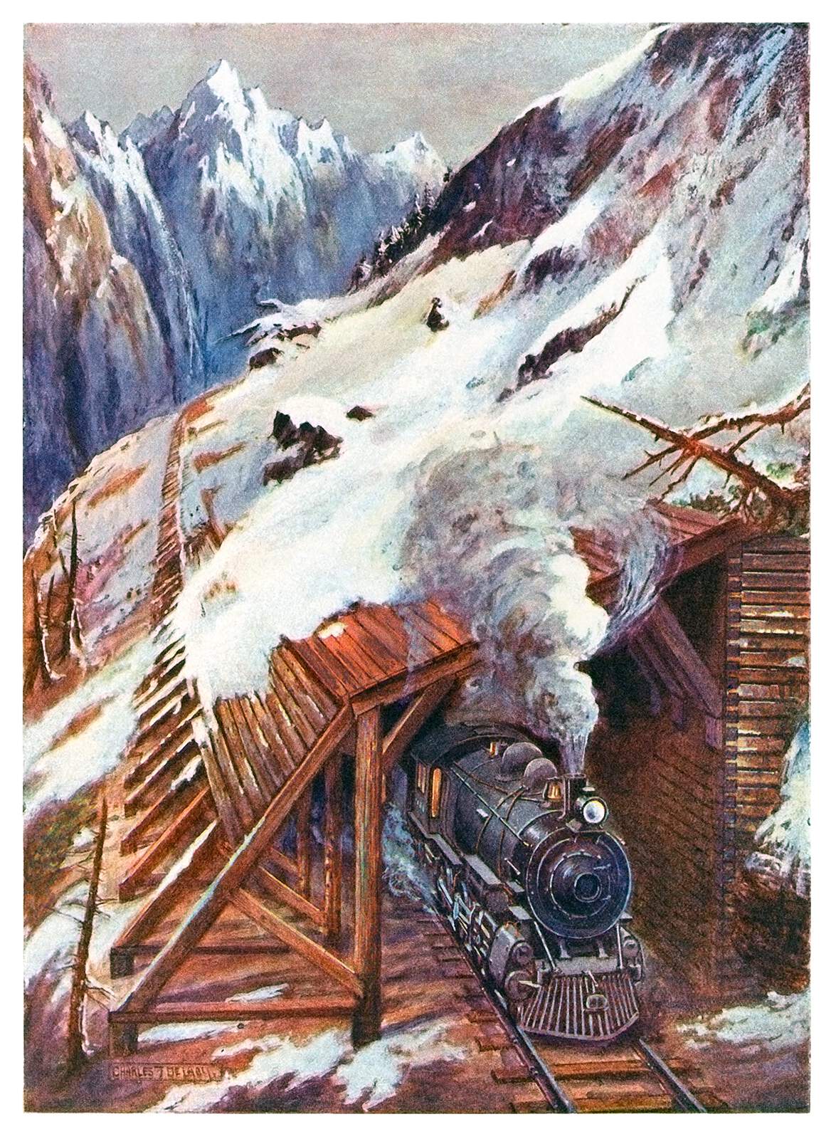 snow shed on the canadian pacific railway – old book