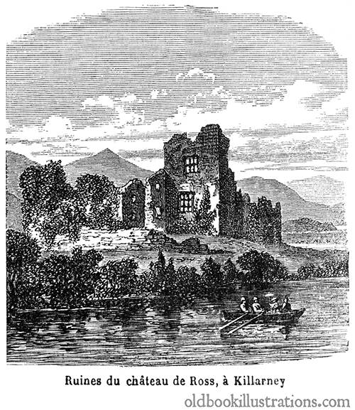 Ruins of Ross Castle in Killarney on the shore of Lough Leane