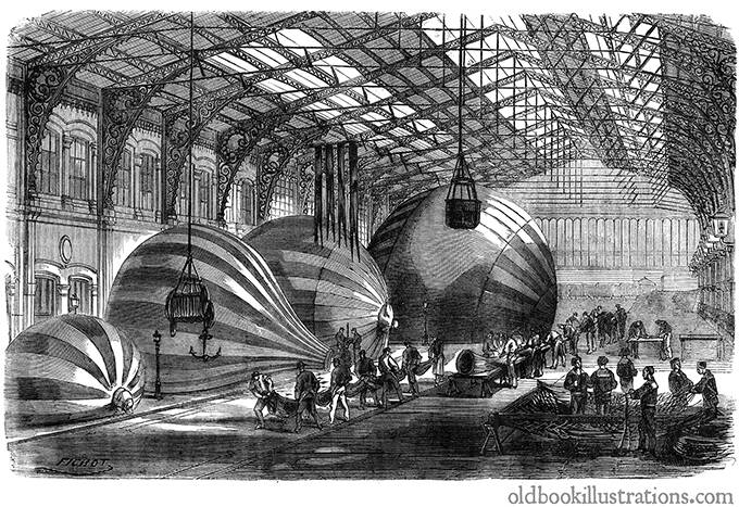 Workshop for the manufature of mail balloons