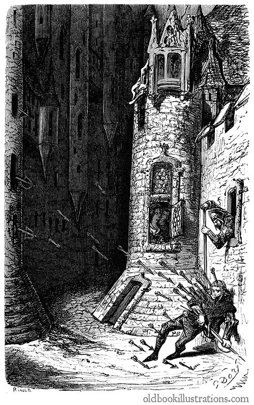 Ambushed gentleman drawing his sword