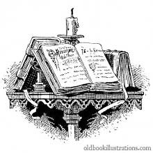 Vignette with books and candle