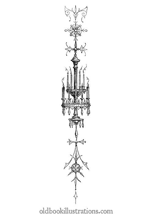 Marginal ornament with chandelier