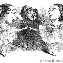 Caricature of two ballet dancers