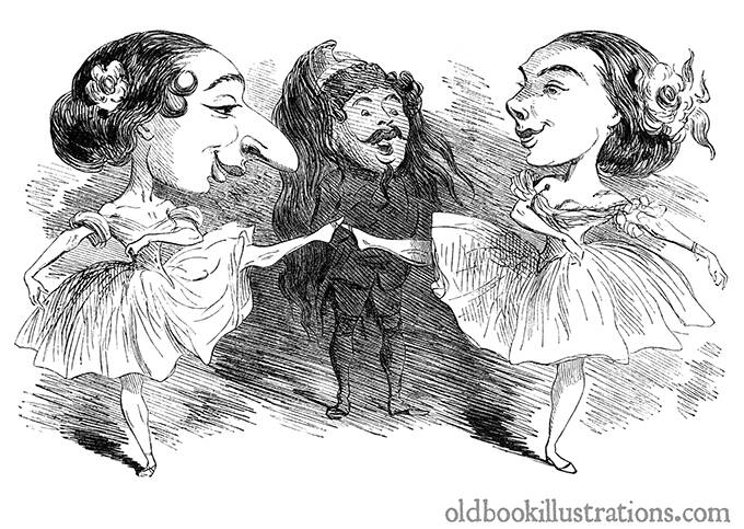 Caricature of two ballet dancers