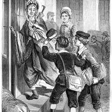 Schoolboy raising his cap