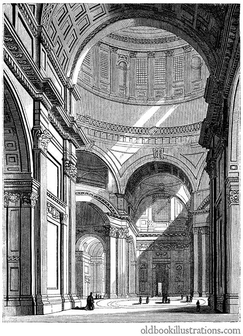 Interior Of Saint Paul S Cathedral Old Book Illustrations