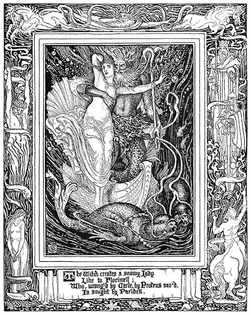The witch creates a snowy lady