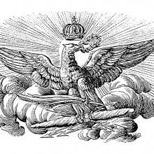 Crowned eagle with thunder bolts