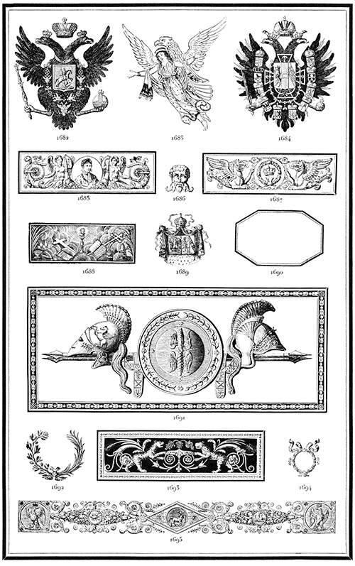 Ornaments 1682 to 1695 from Gillé's 1808 catalog