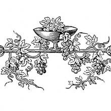 Wine-drinking cup with vine and grapes