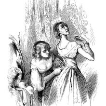 A mature and thin woman is undressing with her maid