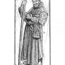 Full-length portrait of sturdy Friar Tuck