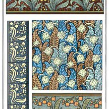 Art Nouveau ornamental patterns with lily of the valley design