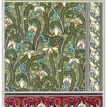Art Nouveau ornamental patterns with snowdrop design