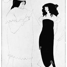 A large woman reads a paper facing a younger woman who looks at the viewer