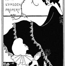 Bookplate for J. L. Propert showing a sullen-looking woman in a black dress