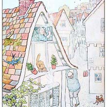 A man is seen from above hanging by his fingertips from the edge of a roof