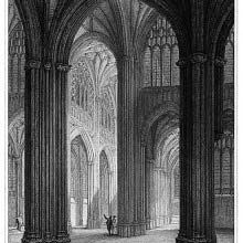 View across the transept from north to south at St Mary Redcliffe, Bristol