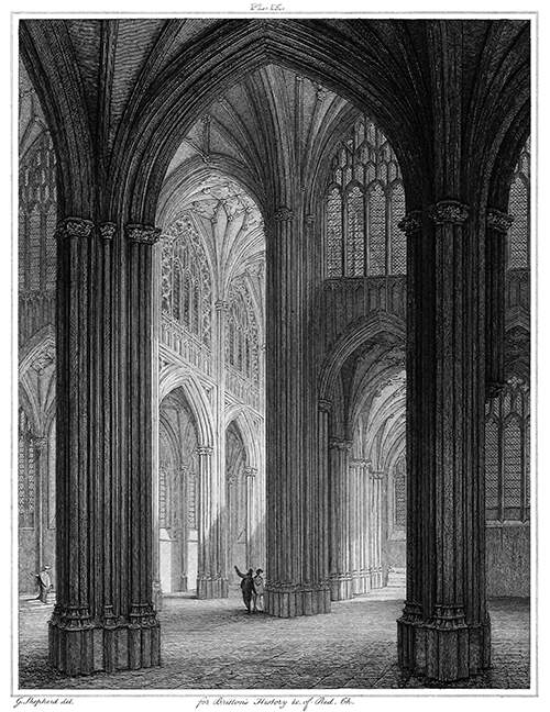 View across the transept from north to south at St Mary Redcliffe, Bristol
