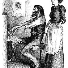 A man is sitting at the piano as a woman stands singing behind him