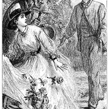 A surprised young woman drops the flowers she was carrying in her dress