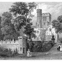 View of St. Clare, a castellated mansion, with its keep tower and park