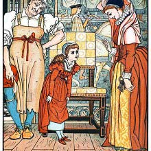 A girl shows her new shoes to a woman as a man stands smiling behind her