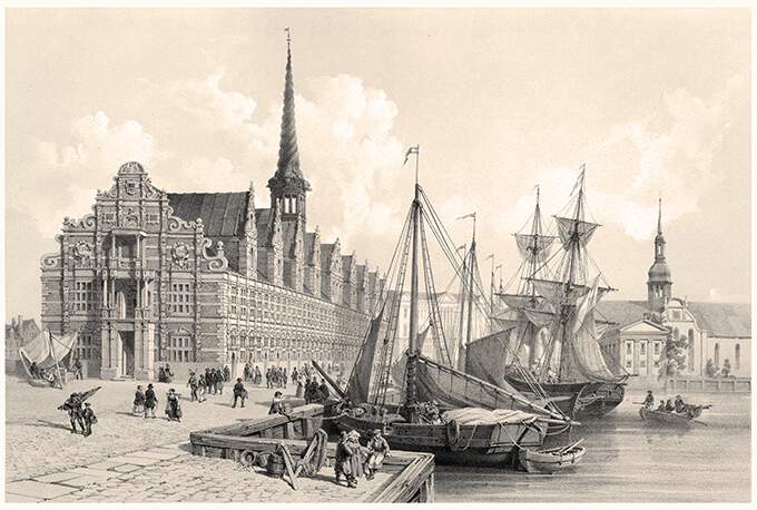 View of Børsen with Christianborg Palace in the backround, Copenhagen