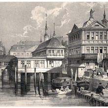 View of Hamburg and the old exchange from the canal in 1838