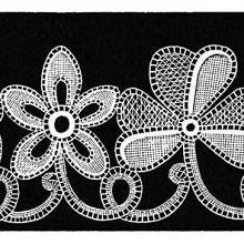 Lace border pattern reproducing the shapes of wood sorrel flowers and leaves