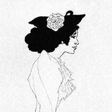 Full-length portrait of Mrs. Patrick Campbell seen in profile