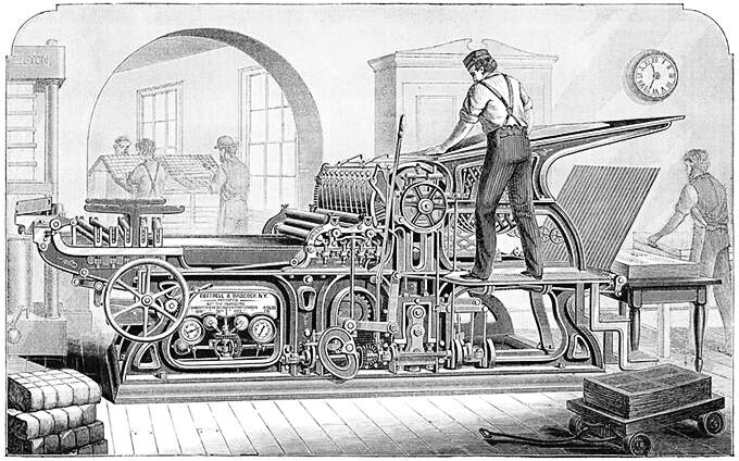 The four-roller, two-revolution press constructed by Cottrell & Babcock