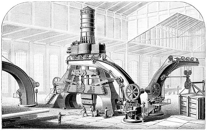 Perspective view of the eighty-ton steam-hammer used at Le Creusot, France
