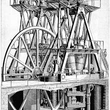 Perspective view of the steam pumping engine designed by E. D. Leavitt Jr.