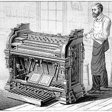 View of the reed organ manufactured by Peloubet, Pelton, & Co