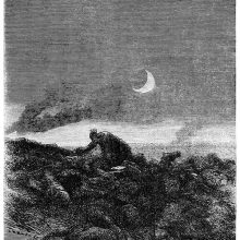 A man roams the battlefield of Quatre Bras, leaning over the dead bodies