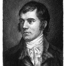 Portrait of Robert Burns showing a three-quarter frontal view of the poet