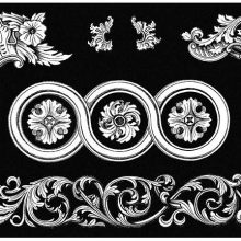 Two borders and two corner ornaments with foliage design