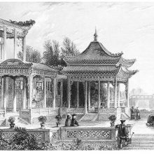 View of a pavilion with elaborate decoration in the Tongzhou District, Beijing