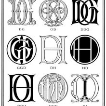 Plate showing nine ciphers combining the letter D with G, H, and I