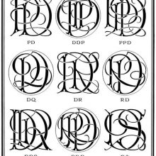 Plate showing nine ciphers combining the letter D with P, Q, R, and S